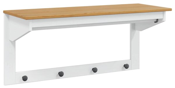 Kabáthorog HILL Fehér és mézbarna 90 x 35 x 41.5 cm Tömör fenyő