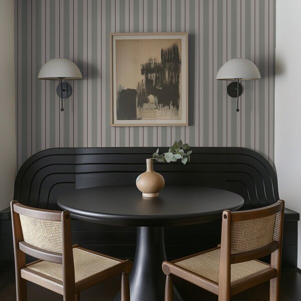 Tapéta Szürkés-zöld csíkok keskeny sötét díszítéssel, Tapétá geometria, Tapétá geometria csíkok, a01183v1 : Uwalls.hu