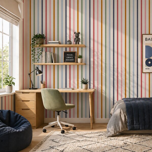 Tapéta Világos háttér előtt élénk, többszínű csíkok, Tapétá geometria, Tapétá geometria csíkok, a01184 : Uwalls.hu