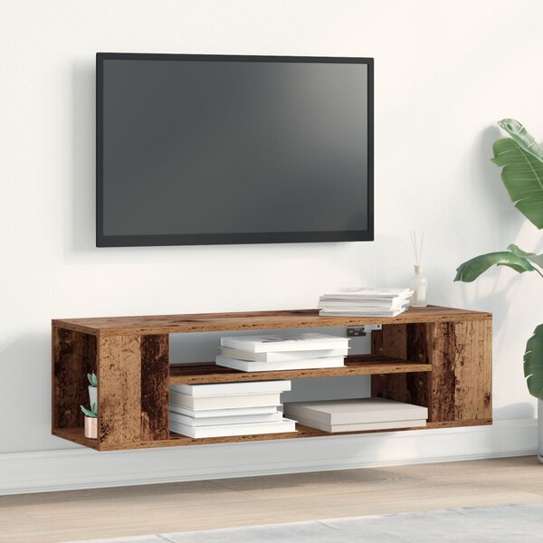 Fali TV Szekrény Régi Fa 100x30x26,5 cm Feltárt Fa