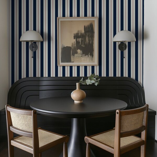 Tapéta Sötétkék csíkok vékony piros vonalakkal, Tapétá geometria, Tapétá geometria csíkok, a01183v4 : Uwalls.hu