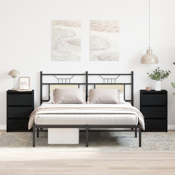 Éjjeliszekrény 2 db Fekete tölgy 40 x 35 x 62,5 cm Szerelt Fa