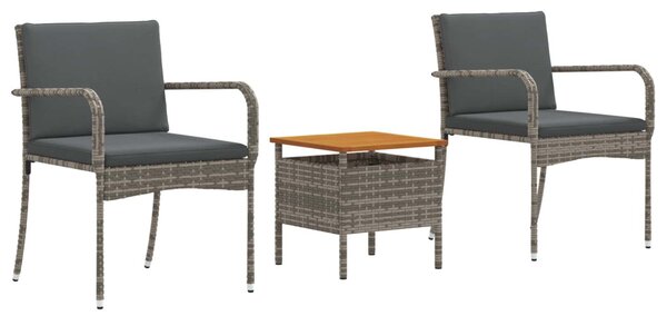 Kert Bistro Készlet 3 pcs Szürke polirattan