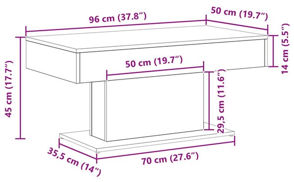 Dohányzóasztal Musta tammi 96 x 50 x 45 cm Faanyag