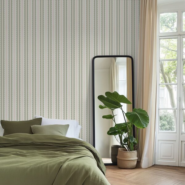 Tapéta Világoszöld hullámos csíkok narancssárga pontokkal, Tapétá geometria, Tapétá geometria csíkok, a01185v3 : Uwalls.hu