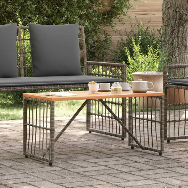Kültéri Asztal Szürke 80 x 40 x 40 cm Acél és poli rattan