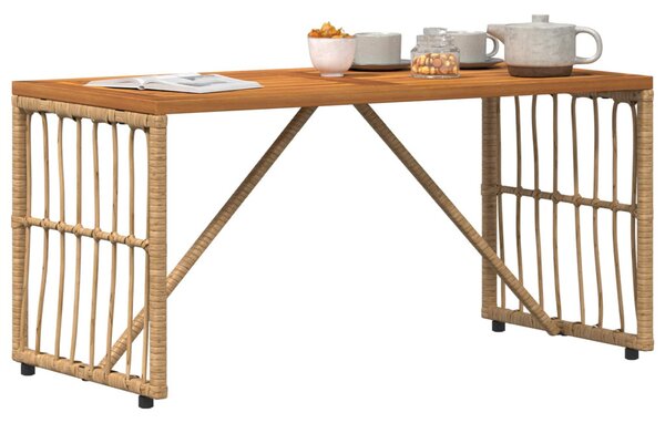 Kültéri Asztal Természetes 80 x 40 x 40 cm Acél és poli rattan
