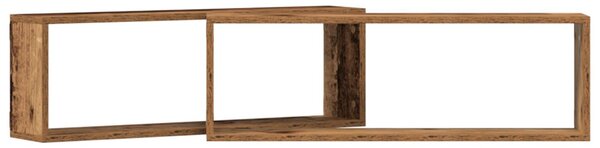 Fali Polcok 2 db Régi Fa 80x15x26 cm Műanyag Fa