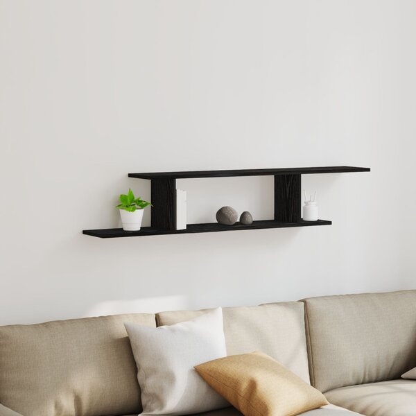 VidaXL Fali TV polc Fekete tölgy 125x18x23 cm Műanyag