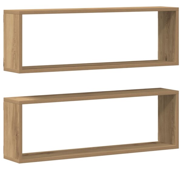 Falipolc 2 db Kézműves tölgy 80x15x26 cm Műanyag