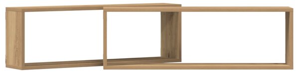 Falipolc 2 db Kézműves tölgy 80x15x26 cm Műanyag