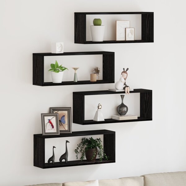 VidaXL Fali Polcok Szett 4 - Fekete Tölgy - 60x15x23 cm - Mérnöki Fából Készült