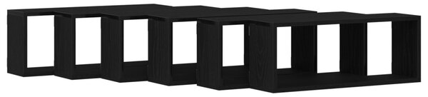 Falpolcok polcokkal 6 pcs Fekete tölgy 60 x 15 x 23 cm Faanyag