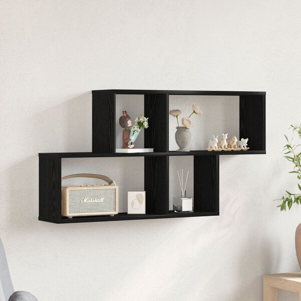 VidaXL Fekete Tölgy Fali Szekrény 76x15x53 cm Mérnöki Fából