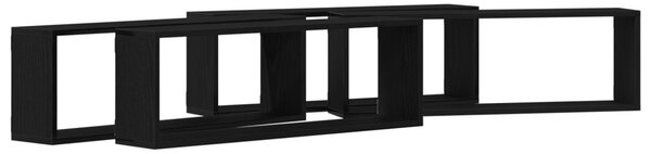 Falpolcok polcokkal 4 pcs Fekete tölgy 80 x 15 x 26 cm Faanyag