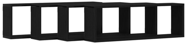 Falpolcok polcokkal 4 pcs Fekete tölgy 80 x 15 x 26 cm Faanyag