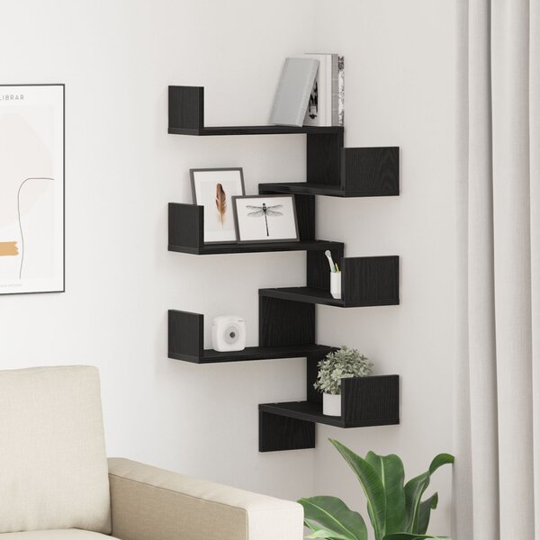 Falpolc polcokkal 2 pcs Fekete tölgy 40 x 40 x 49,5 cm Faanyag