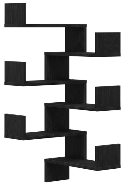 Falpolc polcokkal 2 pcs Fekete tölgy 40 x 40 x 49,5 cm Faanyag