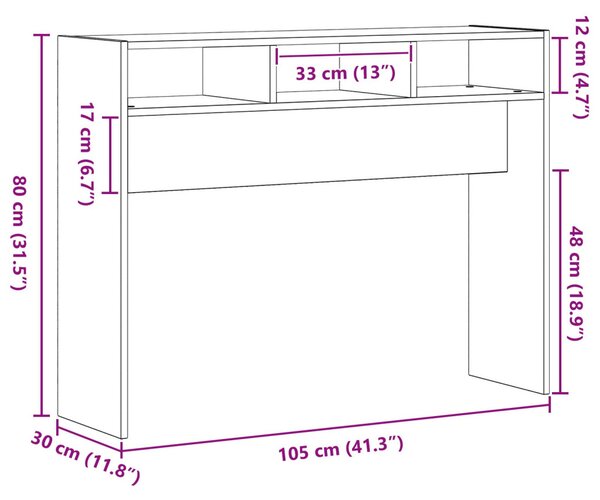 Fekete Tölgy Konzolasztal 105x30x80 cm Műanyag