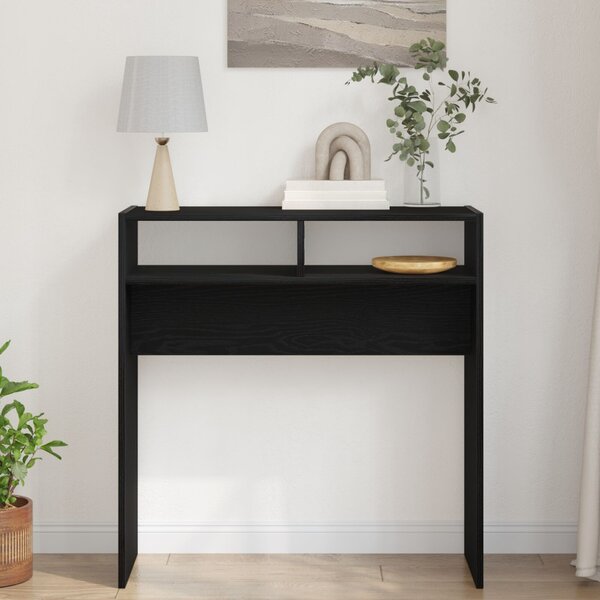 Konzolasztal Fekete tölgy 78 x 30 x 80 cm Szerelt Fa