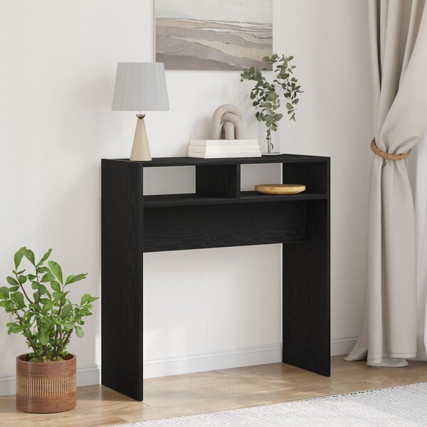 Konzolasztal Fekete tölgy 78 x 30 x 80 cm Szerelt Fa
