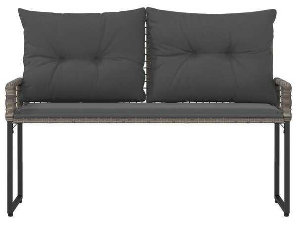 Kerti pad párnával Szürke 118 x 55 x 82 cm PE rattan és szövet