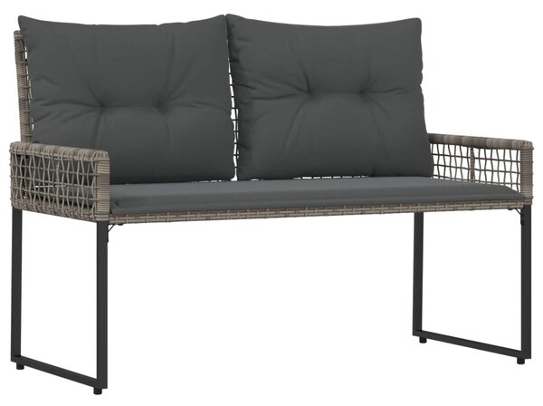 Kerti pad párnával Szürke 118 x 55 x 82 cm PE rattan és szövet