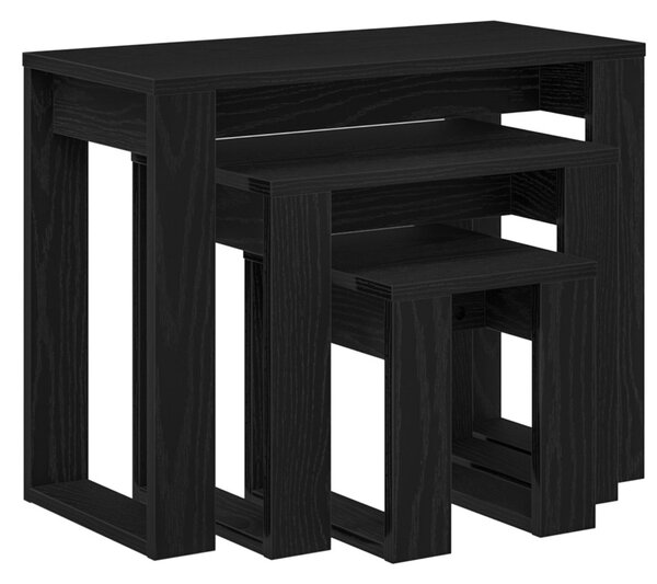 Egymásba helyezhető asztalok 3 db Fekete tölgy 61 x 28 x 47 cm