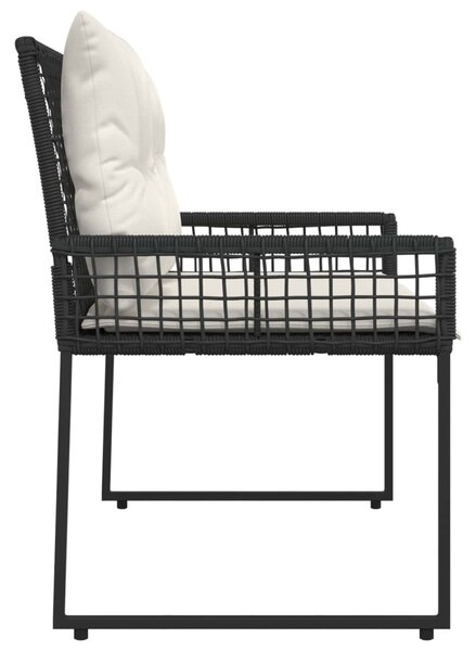 Kerti pad párnával Fekete és krémfehér 118 x 55 x 82 cm