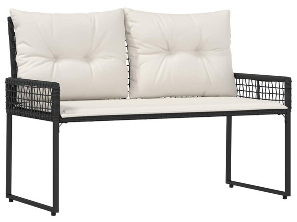 Kerti pad párnával Fekete és krémfehér 118 x 55 x 82 cm