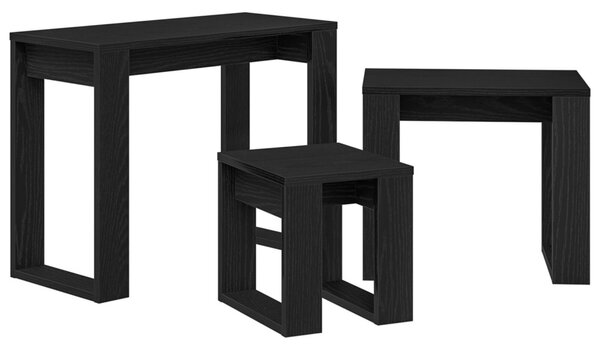 Egymásba helyezhető asztalok 3 db Fekete tölgy 61 x 28 x 47 cm