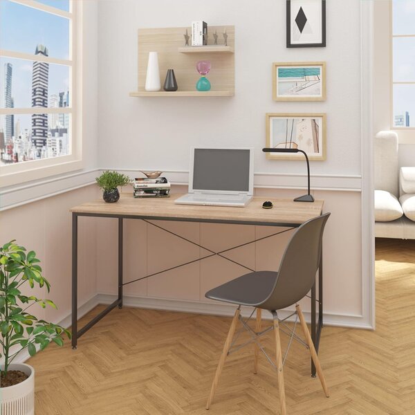 Intenso Home íróasztal / számítógépasztal 120x60cm | Masszív fém váz, fekete - Sonoma tölgy szín