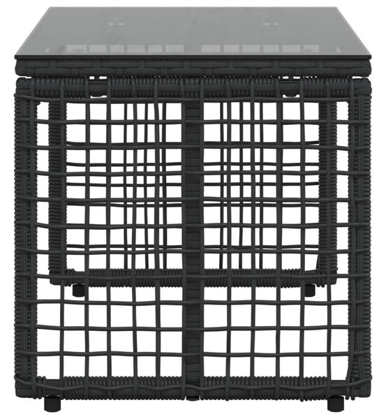 Kültéri Asztal Fekete 80 x 40 x 40 cm PE Rattan és Üveg