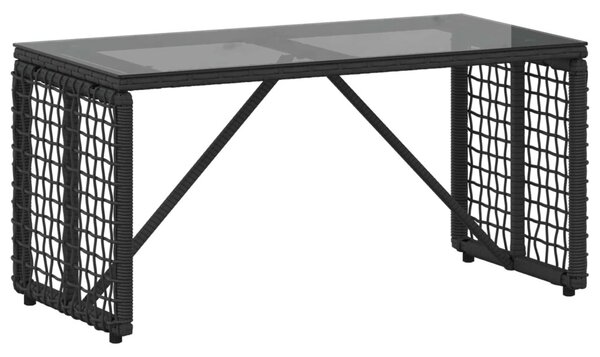 Kültéri Asztal Fekete 80 x 40 x 40 cm PE Rattan és Üveg