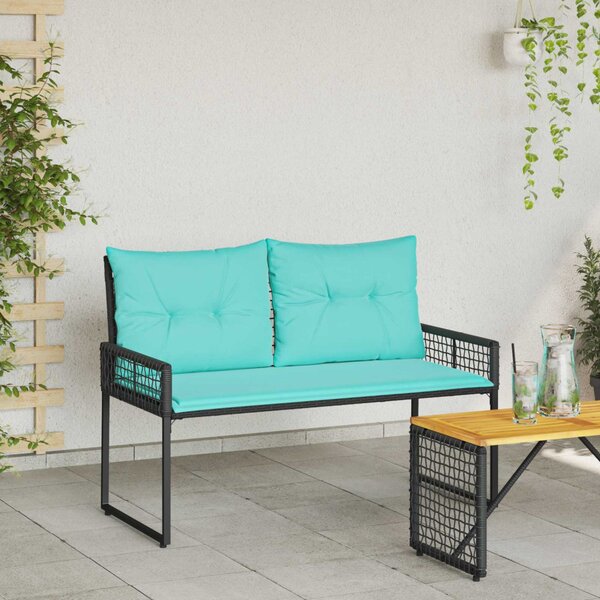 Kerti pad Fekete és Türkiz 118 x 55 x 82 cm PE rattan és szövet