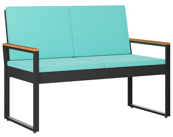 Kerti pad párnával Fekete és Türkiz 107 x 61 x 80 cm polirattan