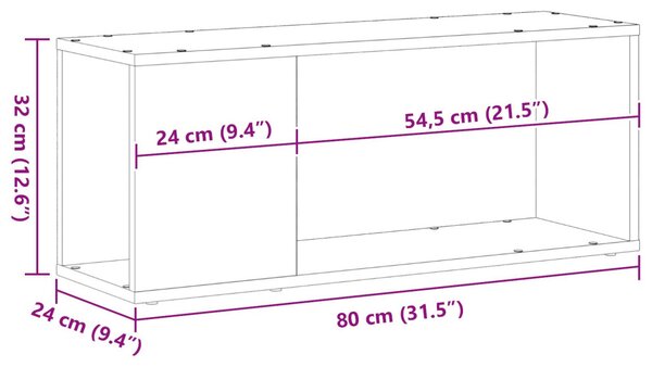 TV állvány, fehér, 80x24x32 cm, mérnöki fa