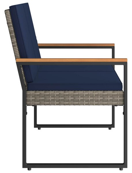Kerti pad Szürke és sötétkék 107 x 61 x 80 cm polirattan