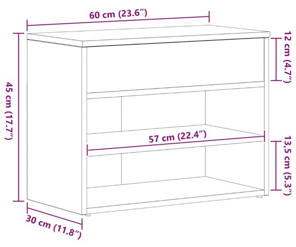 Ülőpad Fekete Tölgy 60x30x45 cm Műanyag