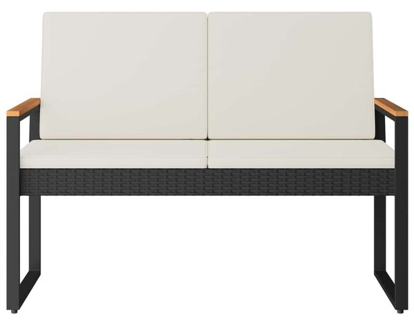Kerti pad Fekete és krémfehér 107 x 61 x 80 cm polirattan