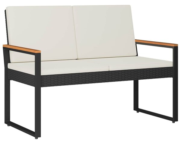 Kerti pad Fekete és krémfehér 107 x 61 x 80 cm polirattan