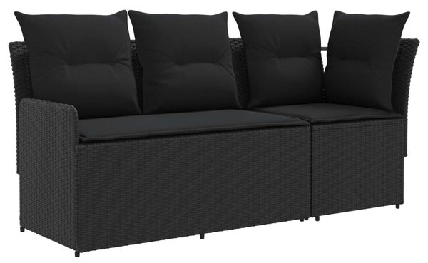 VidaXL Kerti karfás kanapé sarokkanapéval 2 Darab Fekete PE Rattan