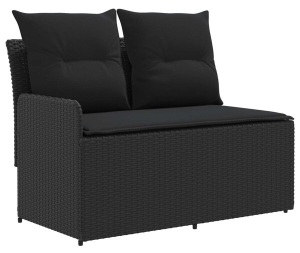 VidaXL Kerti karfás kanapé sarokkanapéval 2 Darab Fekete PE Rattan