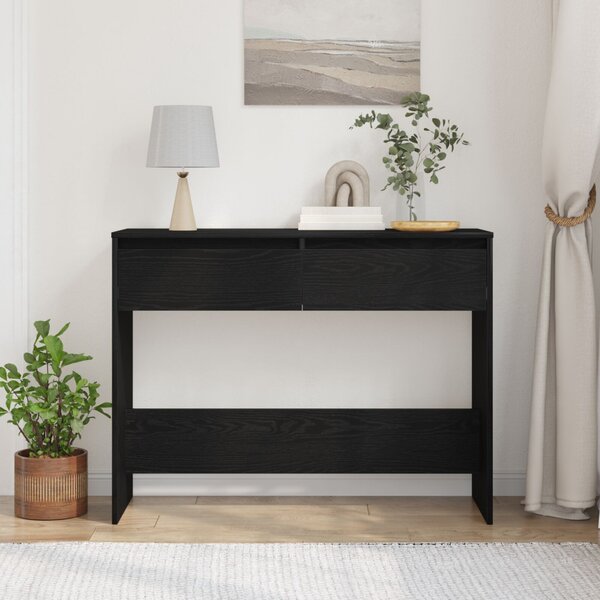 Konzolasztal fiókkal Fekete tölgy 100 x 35 x 76,5 cm Faanyag