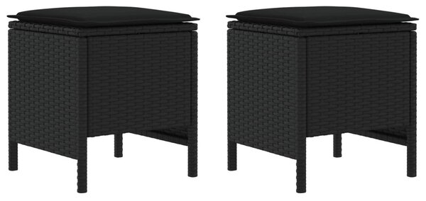 VidaXL Kerti lábtartó 2 Darab Fekete 38 x 38 x 45 cm PE Rattan