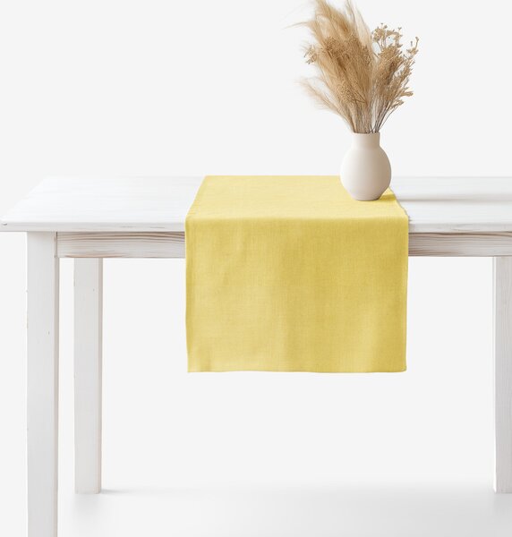 Goldea lenvászon keveréket tartalmazó asztali futó - sárga 35x120 cm