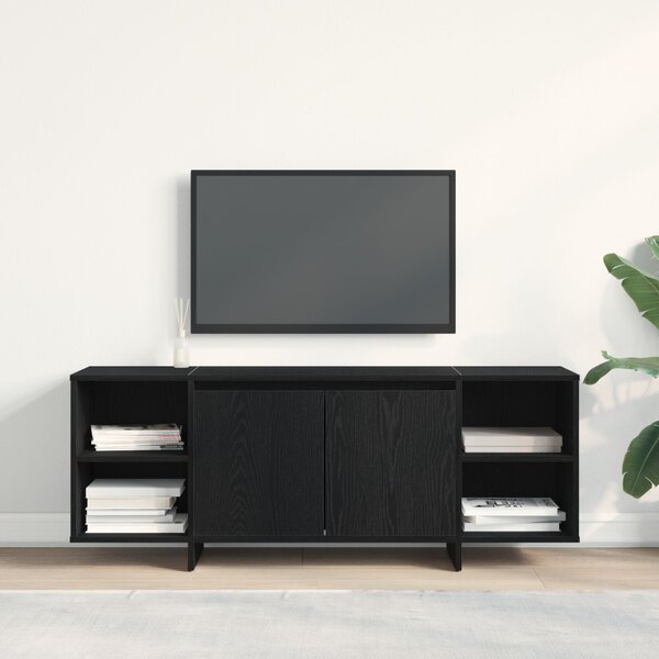 TV szekrény 130 x 35 x 50 cm Fekete Tölgy Szerelt Fa