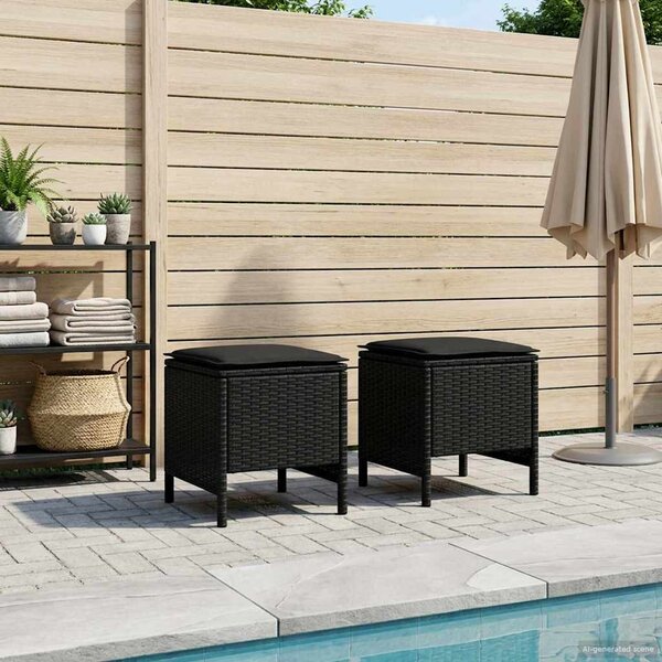 VidaXL Kerti lábtartó 2 Darab Fekete 38 x 38 x 45 cm PE Rattan