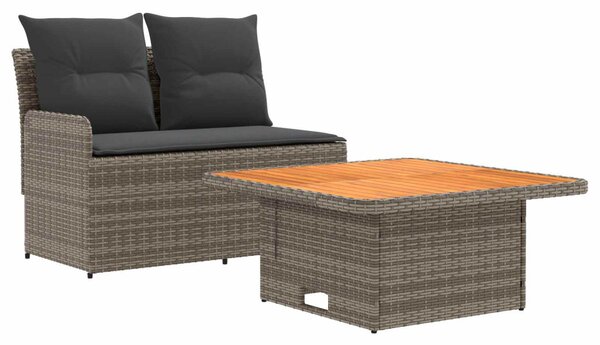 VidaXL Kerti karfás kanapé emelhető asztallal 2 Darab PE Rattan