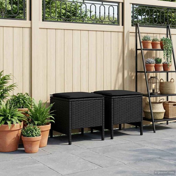 VidaXL Kerti lábtartó 2 Darab Fekete 38 x 38 x 45 cm PE Rattan